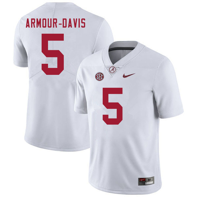 Men #5 Jalyn Armour-Davis Alabama White Tide College Football Jerseys Sale-White